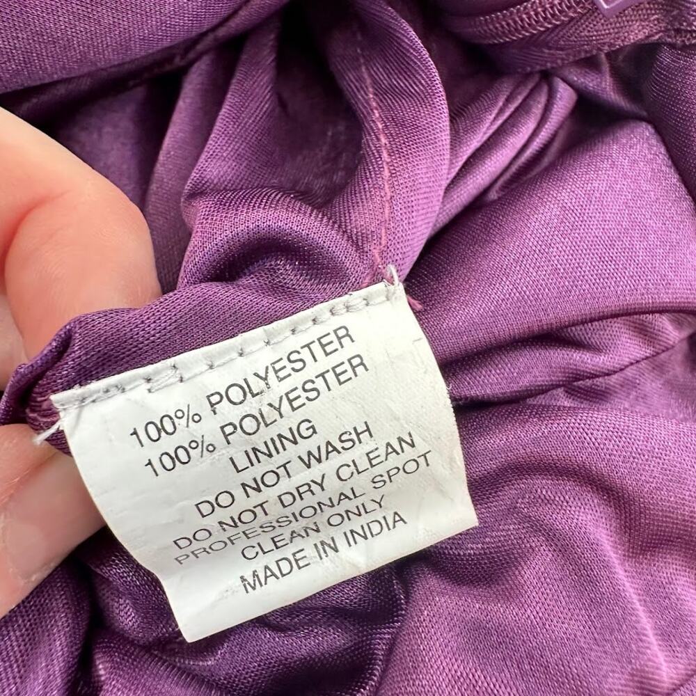 Mac Duggal Bugle Bead Long Sleeve Midi Dress – Eggplant Purple – Size 10 – NWOT - Picture 13 of 15
